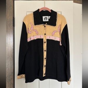 NWT Storybook Knits Rodeo cowboy themed knit cardigan